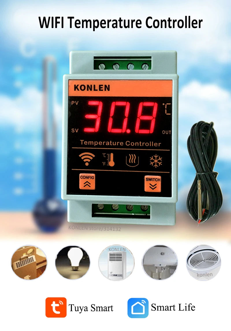 WIFI Tuya Temperature Sensor Heater Freezer Controller Digital Thermometer Monitor Alarm Remote Control Thermostat Smart Life