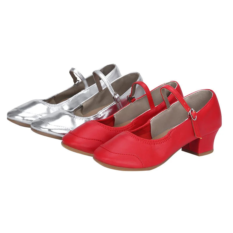 50%OFF Shoes Latin Dance-Shoes for Ladies Modern Tango Dancing  Square Heels Red Salsa Shoes Closed Toe Rubber Sole