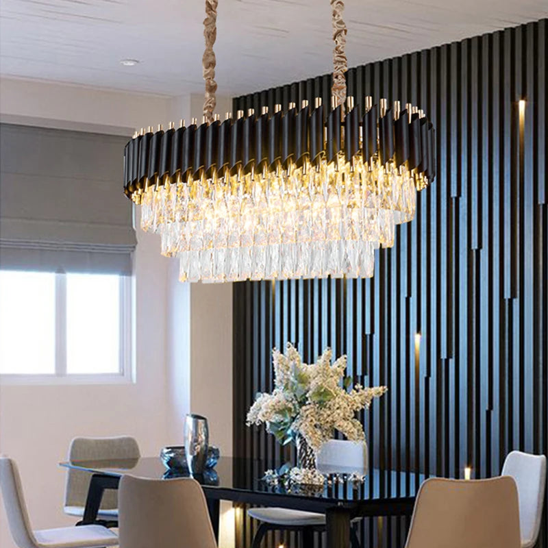 Hot Sale New Luxury Round Home Lighting Pendant Light Living Room Crystal Chandelier
