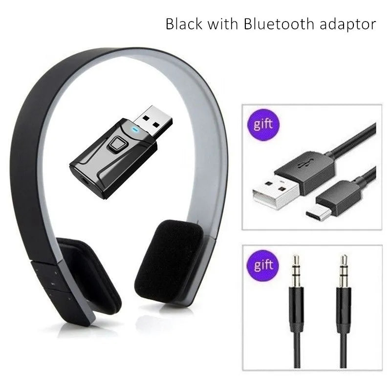 Sport Headphones HD Noise Cancelling Earphone Wireless Headset with Bluetooth USB TV Adaptor HiFi Deep Bass Sound for TV