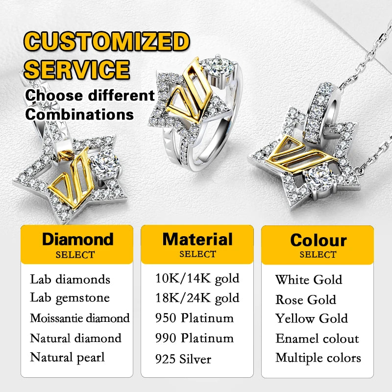 Fashion Design Mossanite Ring Fine Jewelry 925 Sterling Silver DEF VVS Moissanite Diamond Ring Anniversary Gift for Men Women