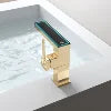 Luxury Modern Single-Hole Basin Faucet Digital Display Brushed Gold Hot Cold Water Mixer Tap Ceramic Brass Bathroom Taps