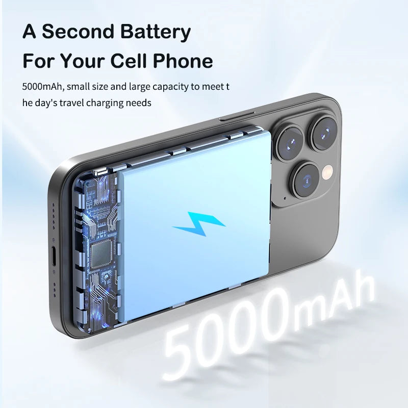2024 Hot Watch Charger 5000mah Power Bank for iphone New Product Power Banks Magnetic Portable Wireless Power Bank Dropshipping