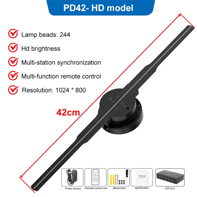 42 45 50 56 62 65cm 3D Hologram Sync LED Fan Stand Indoor Advertising Equipment Projector Display Ads OEM Proyector Player Stand