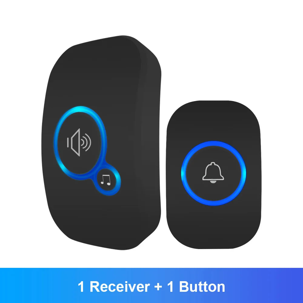 Fuers Wireless Smart Doorbell Home Security Alarm Welcome Doorbell LED Light 32 Songs with Waterproof Button easy Installation