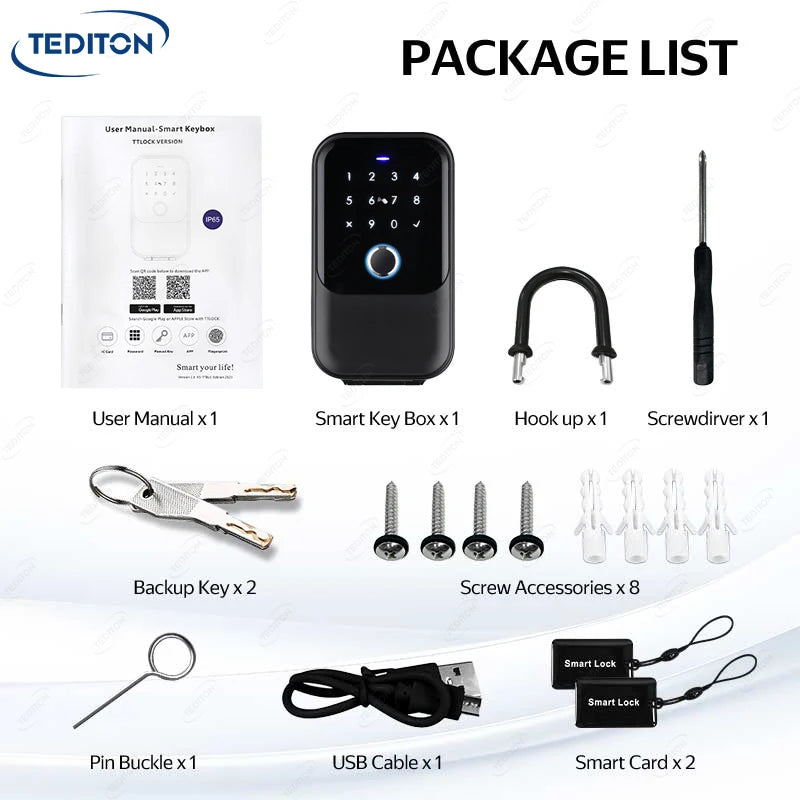 Tediton Portable Combination Wall Mount Masrer Lockbox Security Safe Box for Outside Outdoor Home Office Door Handle House Key