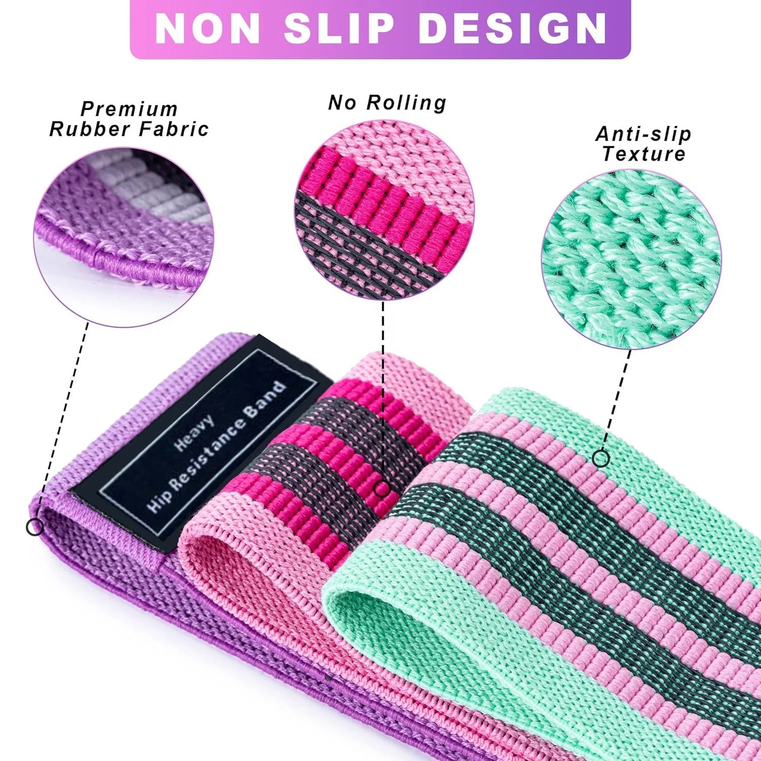 Elastic Loop Fabric Exercise Bands Gym Workout Bands for Stretching Yoga Hip Resistance Fitness Bands for Body Building