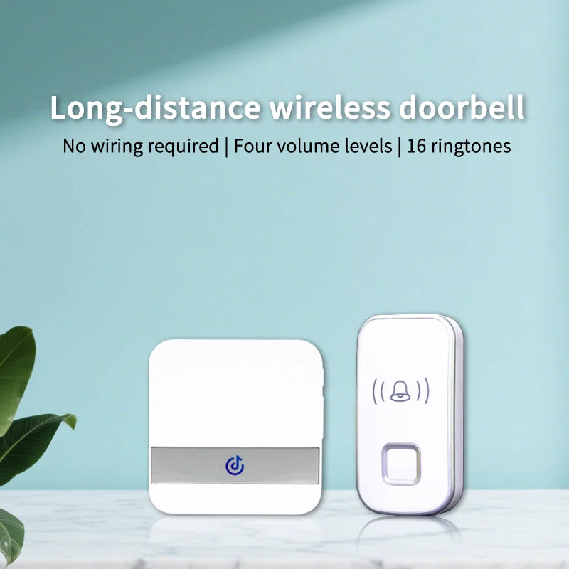 300M Long Range Wireless Doorbell 16 Melodies Loud Alarm IP44 Waterproof for Home School Outdoor Hotel Remote Control Included