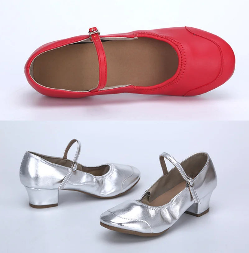 50%OFF Shoes Latin Dance-Shoes for Ladies Modern Tango Dancing  Square Heels Red Salsa Shoes Closed Toe Rubber Sole