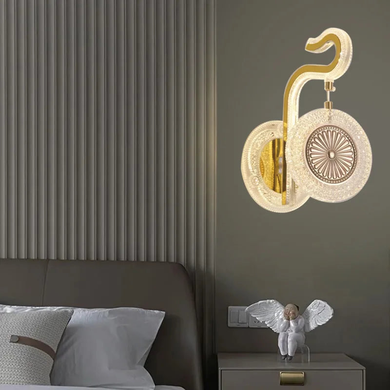Minimally Modern Nordic Crystal Wall Lamp LED Background Wall Light Bedroom Living Room Creative Atmosphere Personality Hotels