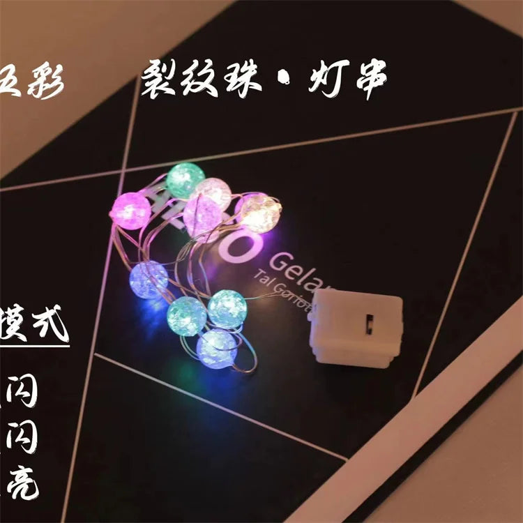 Fairy Holiday Light Strip 2M 3M Cracked Bead Blossoms Battery Silver/ Copper Outdoor Lighting Decoration