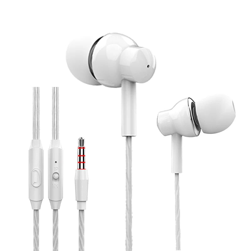 3.5mm Wired Headphones D21In Ear Headset Wired Earphones with Microphone Bass Stereo Earbuds Sports In-line Control for Phones