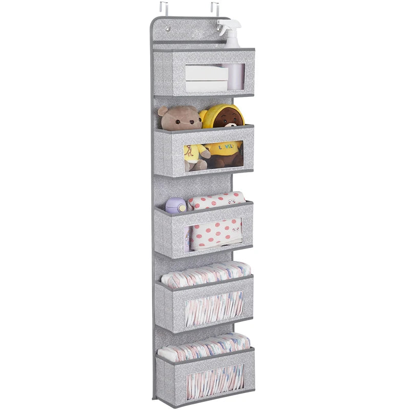 Foldable Wall Mount Hanging Organizer Storage over Door 5 Large Pockets for Toy and Stuffed Animal for Wardrobe Use