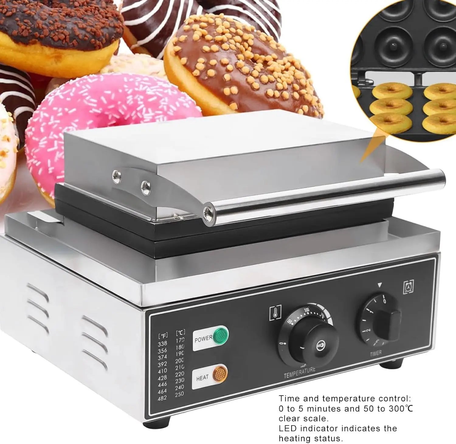 12 Grids Mini Donut Maker Machine  Donut Machine Electric Non Stick Makes for Kids Donut Maker  Doughnuts with Timer Thermostat