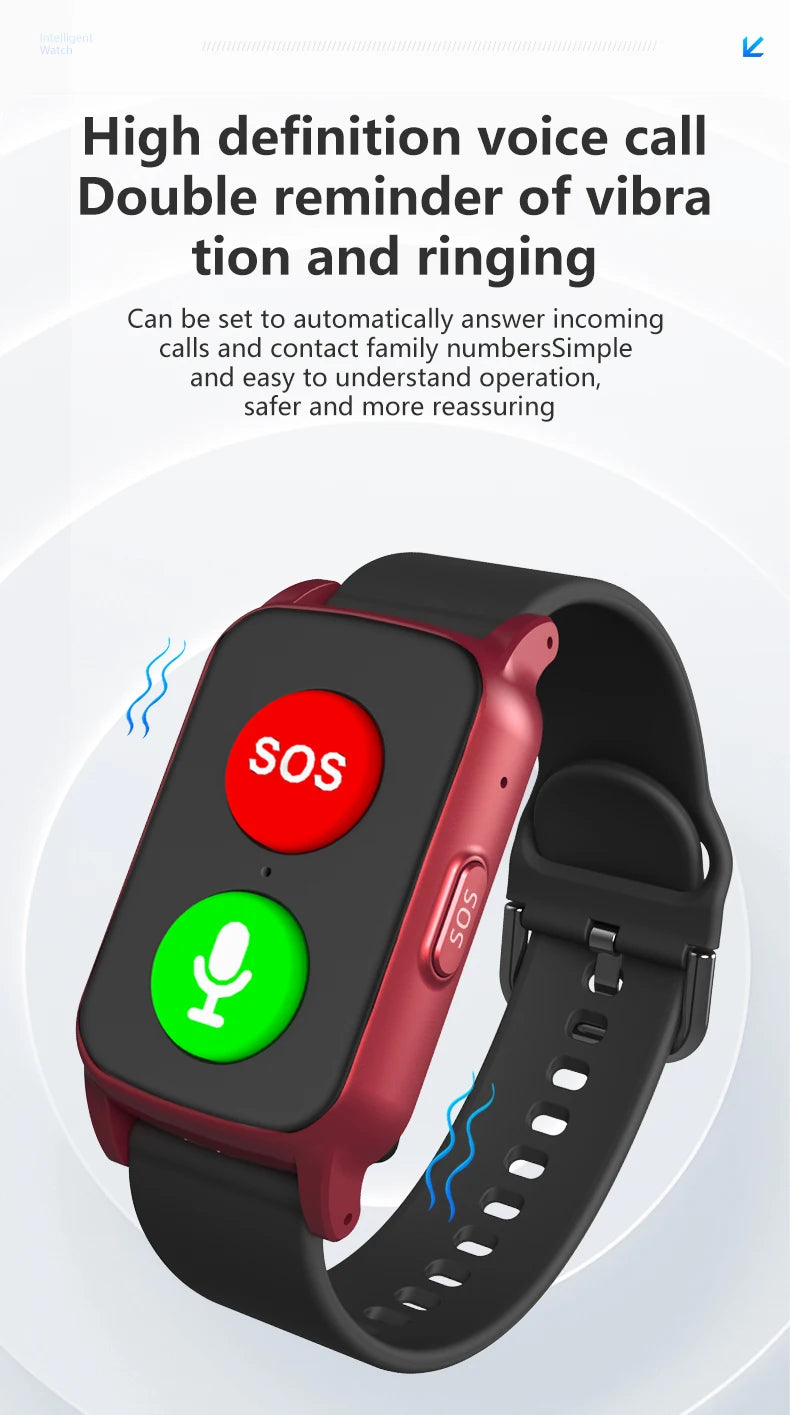 Elderly Cellular Medical Alert Device Wristband Fall Detection Senior Wearable Smartwatch 4G GPS WIFI Location Smart Watch