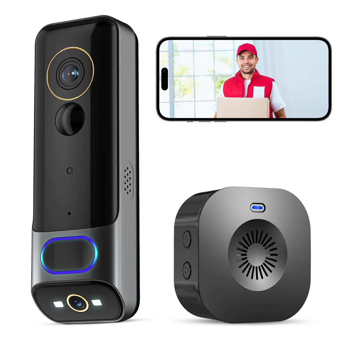 New Dual Wifi Camera Doorbell Outdoor Human Detection Night Vision   APP Control Wireless HD Smart Wifi Video Doorbells