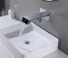 New Trend Wall Mounted Gun Gray Waterfall Lavatory Sink Smart Faucet Mixer Tap with Digital Temperature Display
