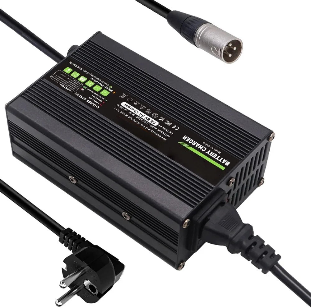 48V 5A Ebike Charger for Motorcycle Scooter 54.6V 58.8V Battery Charger Lead Acid LiFePo4 Lithium Battery Charger