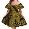 Off Shoulder Layered Ruffle Sleeve Tiered Twirl Dress Hawaiian Hibiscus Flower Printed Mini Dress Vestidos Para Fiesta Hawaiana
