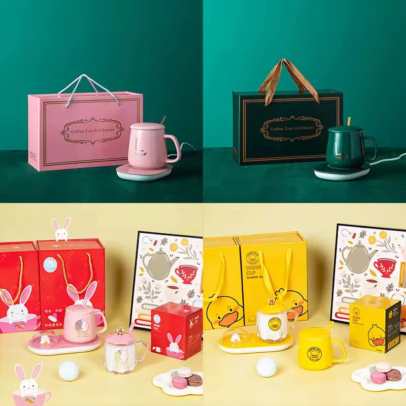 Hot Selling Custom Logo Gift Box Set Thermostatic Cup Vaccum Flask Ceramic Tea Coffee Mug for Mothers Day Valentine Wedding