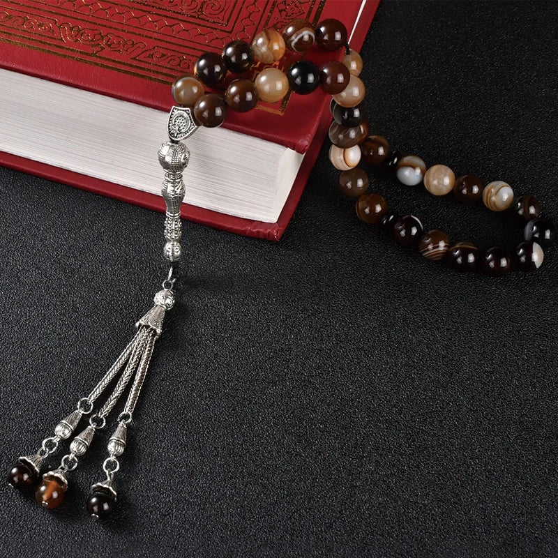 Ys342 New Arrival Prayer Beads  Agate Stainless Steel Rosaries  of Tasbih Tasbeeh Fashion Muslim  Rosary Necklace