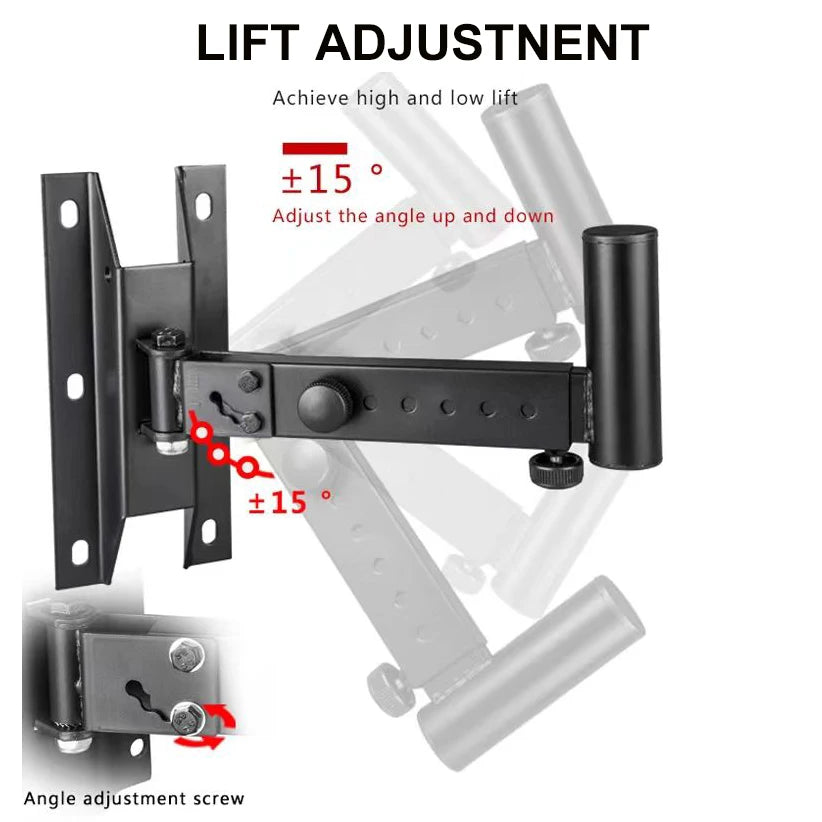 XTUGA LKT-370 Professional Tilting Rotating Surround Holder Speaker Bracket Wall Mount 45KG Capacity 0-20 Tilt/0-180 Swivel