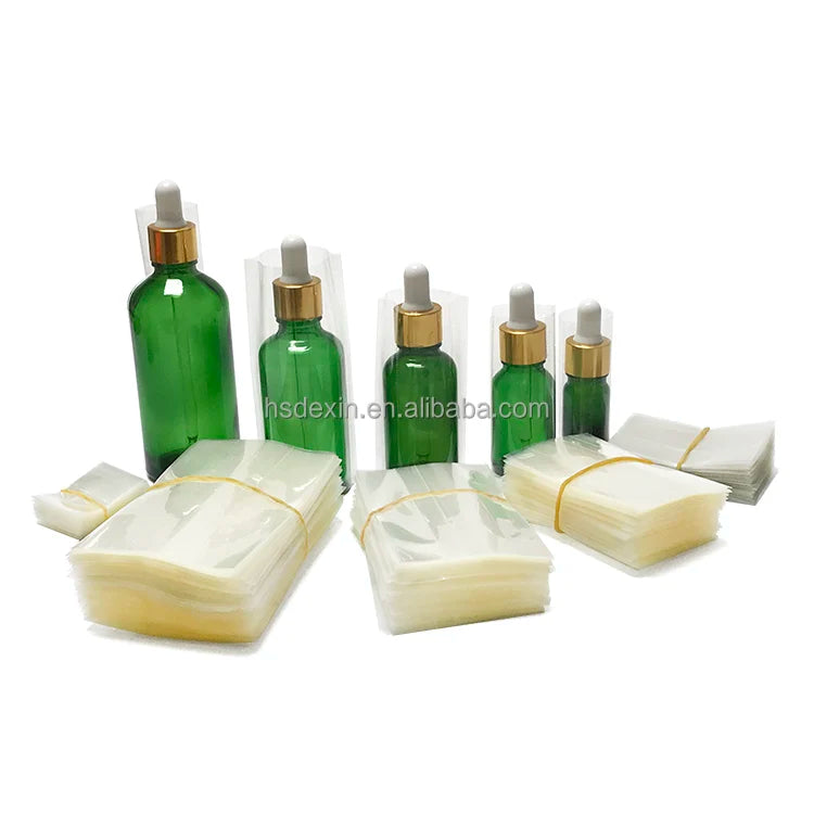 PVC Transparent Soft Shrink Film Heat Shrink Bands Perforated Shrink Sleeves for 15ml Lotion Dropper Bottle