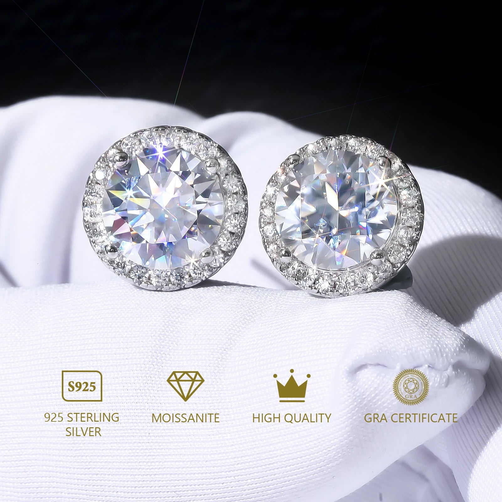 USA 3ct VVS Moissanite Earring Men Women Hip Hop Fine Jewelry Pass Diamond Tester 925 Sterling Silver Iced Out Diamond Earring