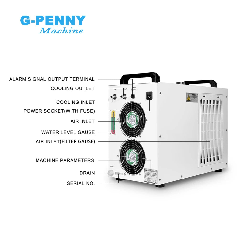 S&A CW-5200 Industrial Chiller 1400W Water Cooling Capacity for CO2 Laser CNC Router Machine