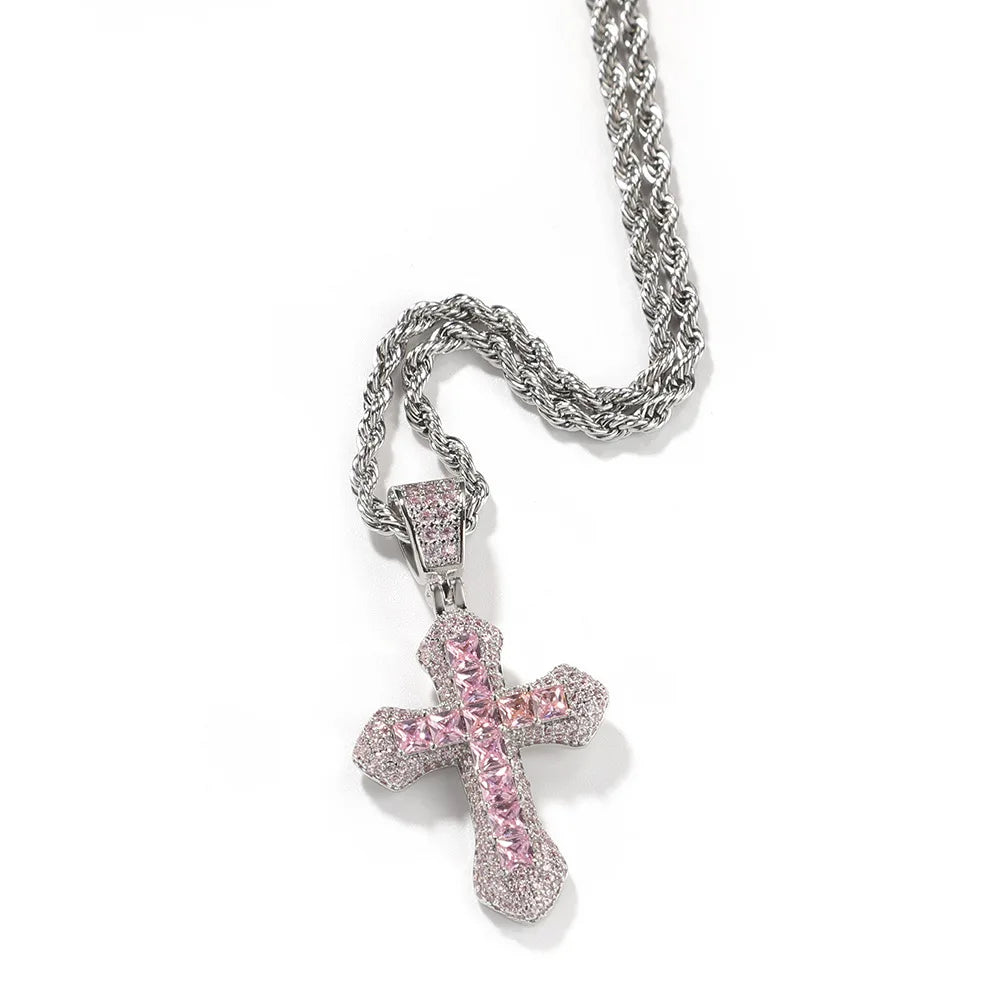 High Quality Hip-hop Cross Necklace for Men and Women Light Luxury Micro Paved Zircon Cross Pendant Necklace Wholesale