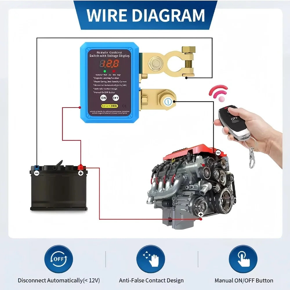 240A Circuit Breaker 12V Remote Battery Disconnect LED Voltage Indicator Automatic Power Switch Remote Control Switches