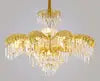 Large Classical 2 Layers Palm Tree Brass and Crystal Chandelier for Hotel