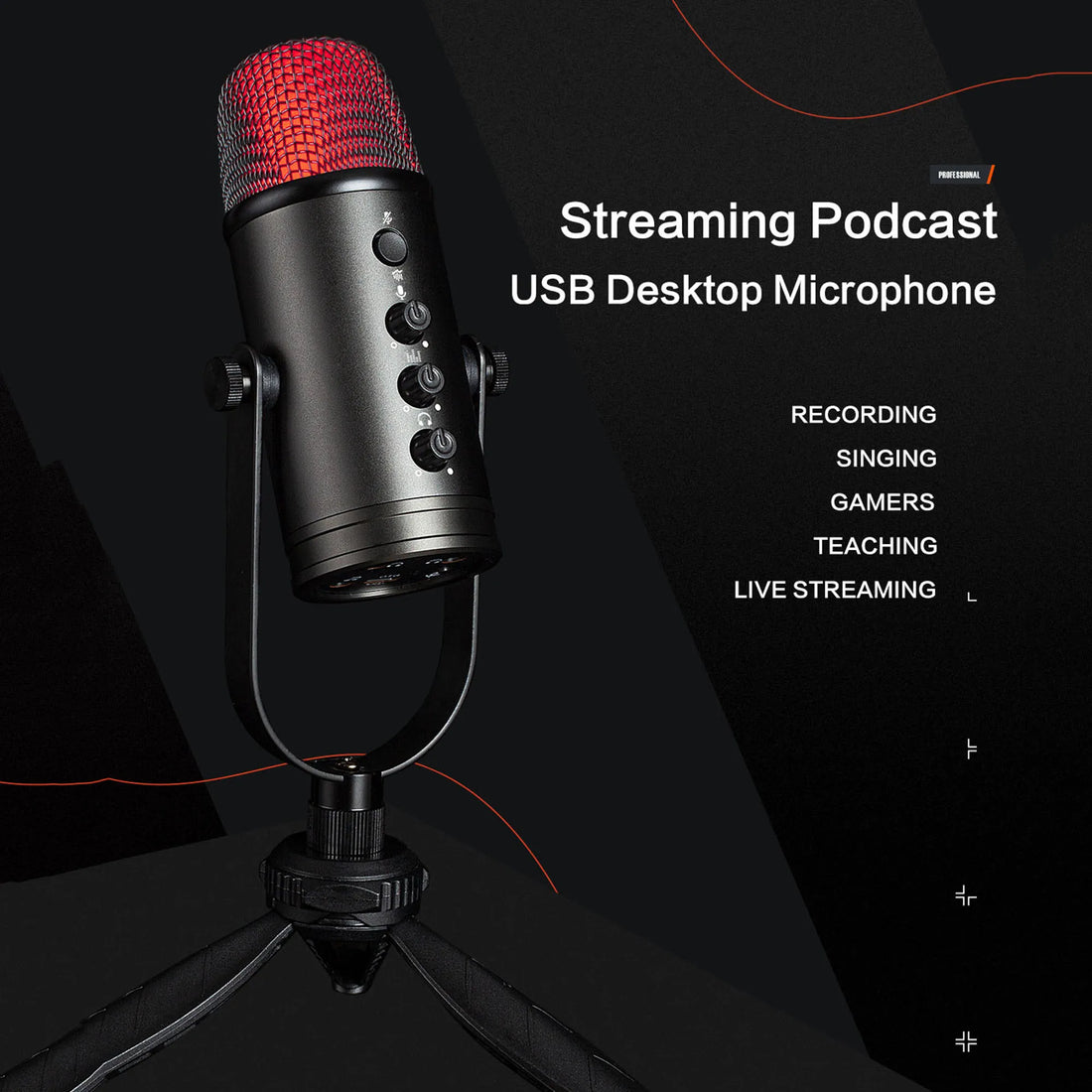 Paulkitson UK300 Professional Dynamic USB Microphone Kit Podcast Equipment for Gaming Other Audio Recording Includes Accessories