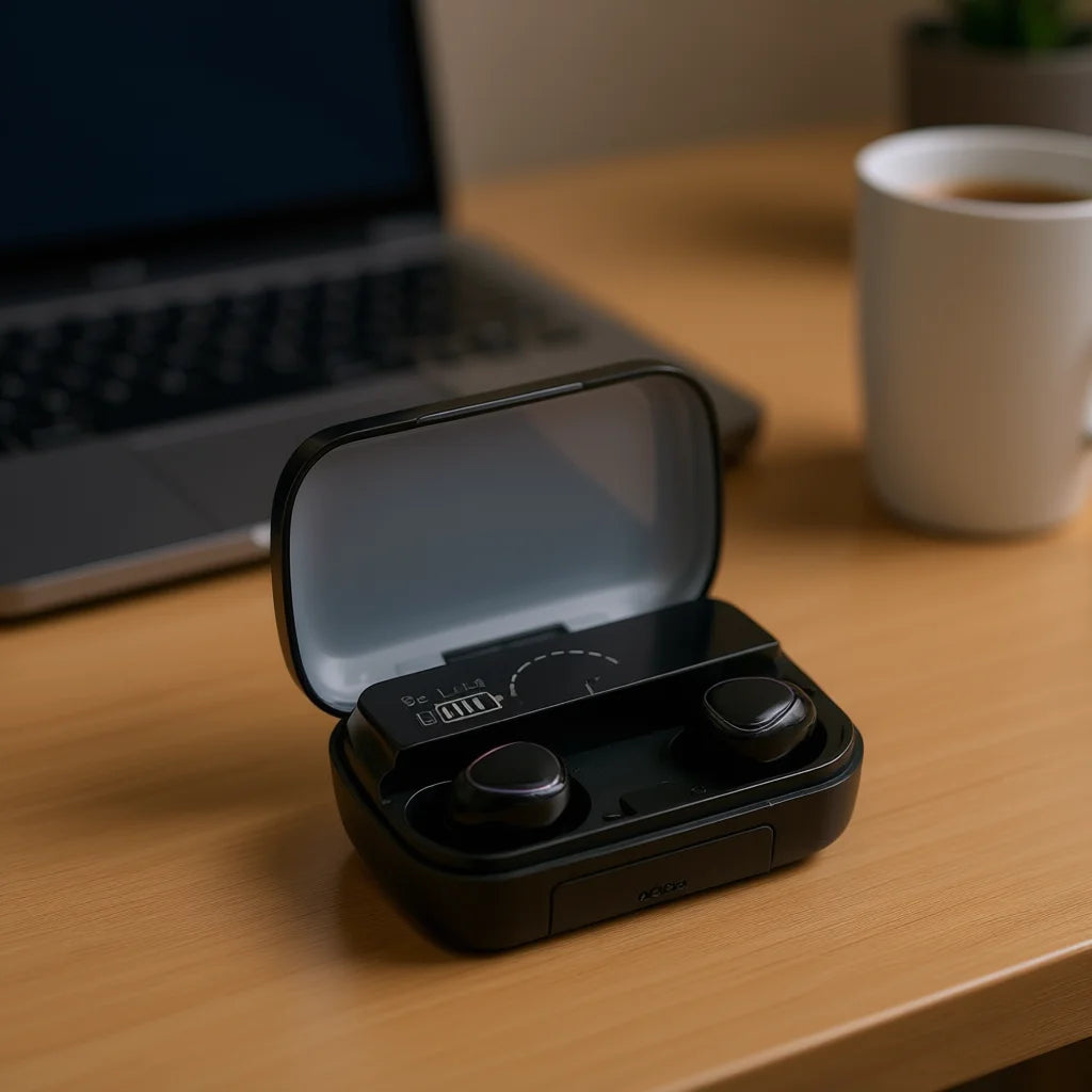 Wireless Earbuds M10 ST-W125 with Charging Case, Battery Indicator, Semi-In-Ear Design, 3.5mm Wired Option, Dynamic Driver, Gene