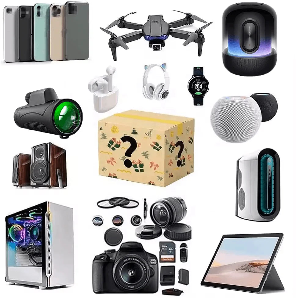 Hot Lucky Game Controllers Big Mystery Box Christmas Gift Novelty Electronics Random Mouse Pads Rubber Band Mystery Box Gadgets