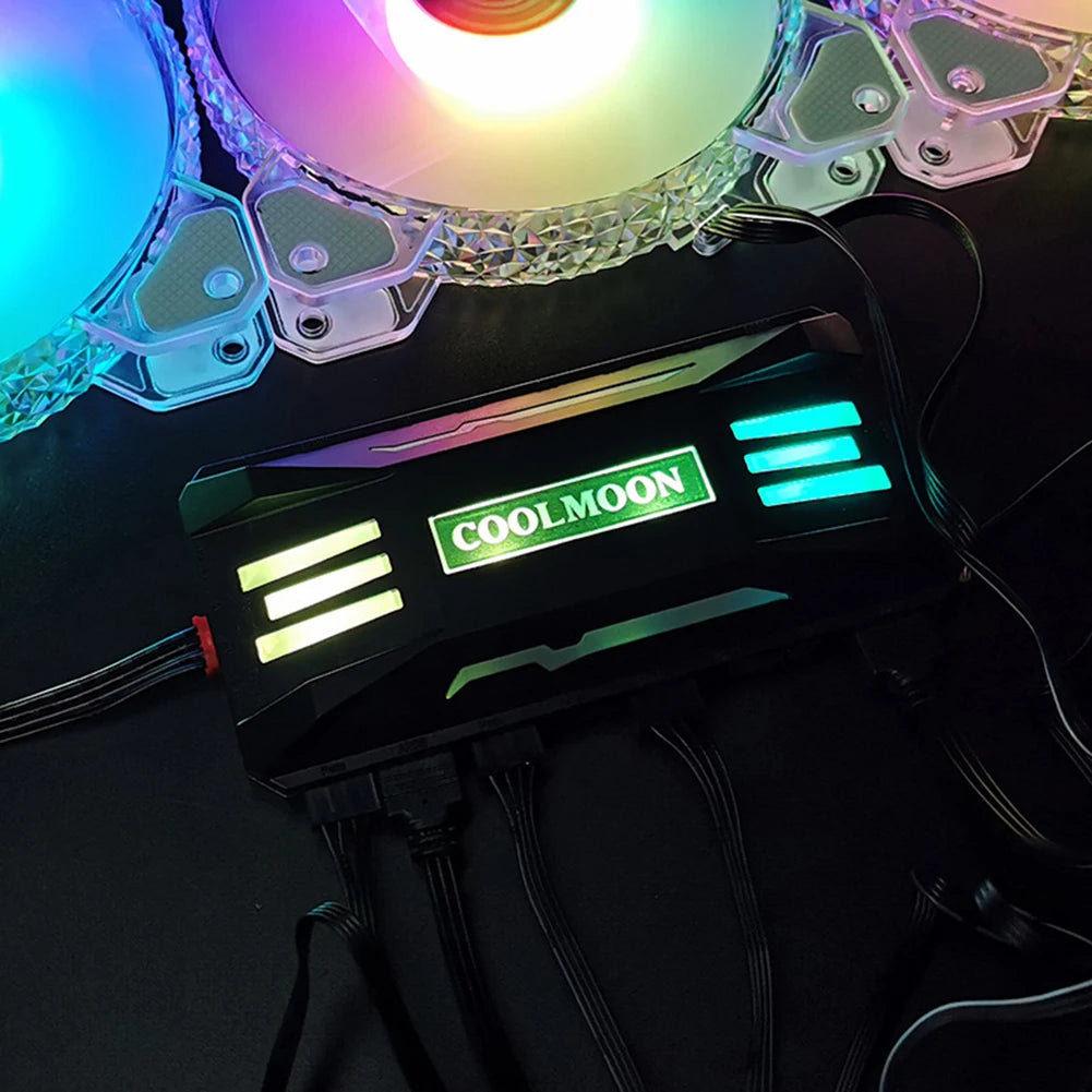 COOLMOON RGB Controller 4Pin PWM 5V 3Pin ARGB Cooling Fan Smart Remote Control for Computer PC Case Chassis Radiator