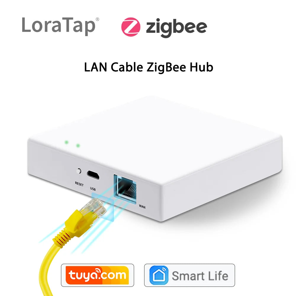 LoraTap Smart Home Tuya ZigBee Gateway Hub Bridge with Network Interface Smart Life App Remote Control Devices up to 256 Mesh