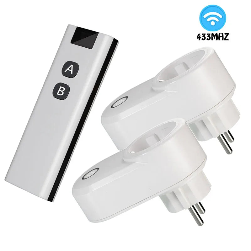 Wireless Remote Control Switch Electrical Outlet Smart EU Wall Socket and 433mhz Transmitter 220V 15A Plug for LED/Light/Lamp