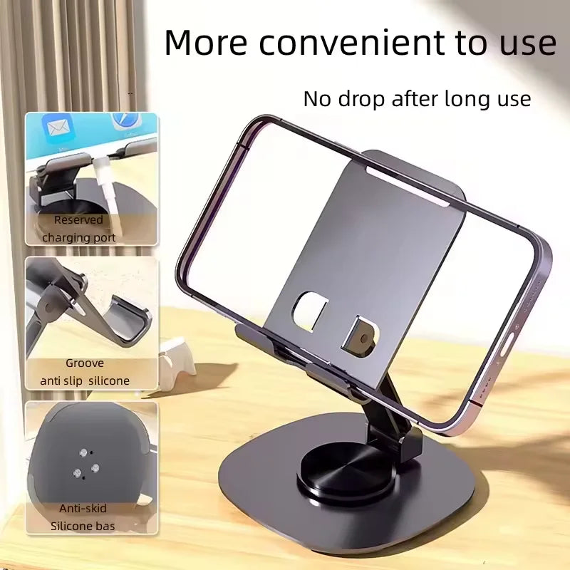 New Design Holder Cradle Stand Mobile Phone Desk Stand Anti-slip 360 Rotating Metal Mobile Phone Holders for All Phones