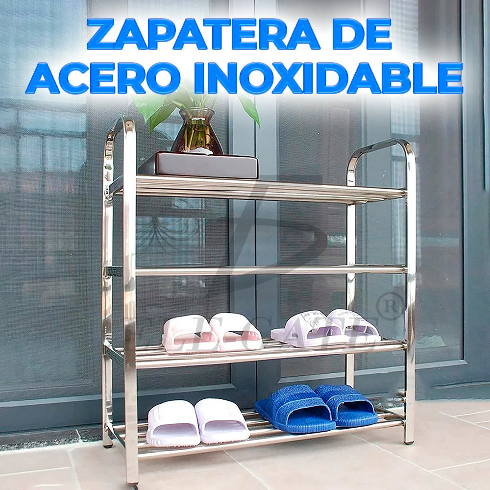 Elegate 4-Tier Stainless Steel Shoe Rack - Modern Minimalist Freestanding Storage Organizer for Living Room Home Furniture HOG.1