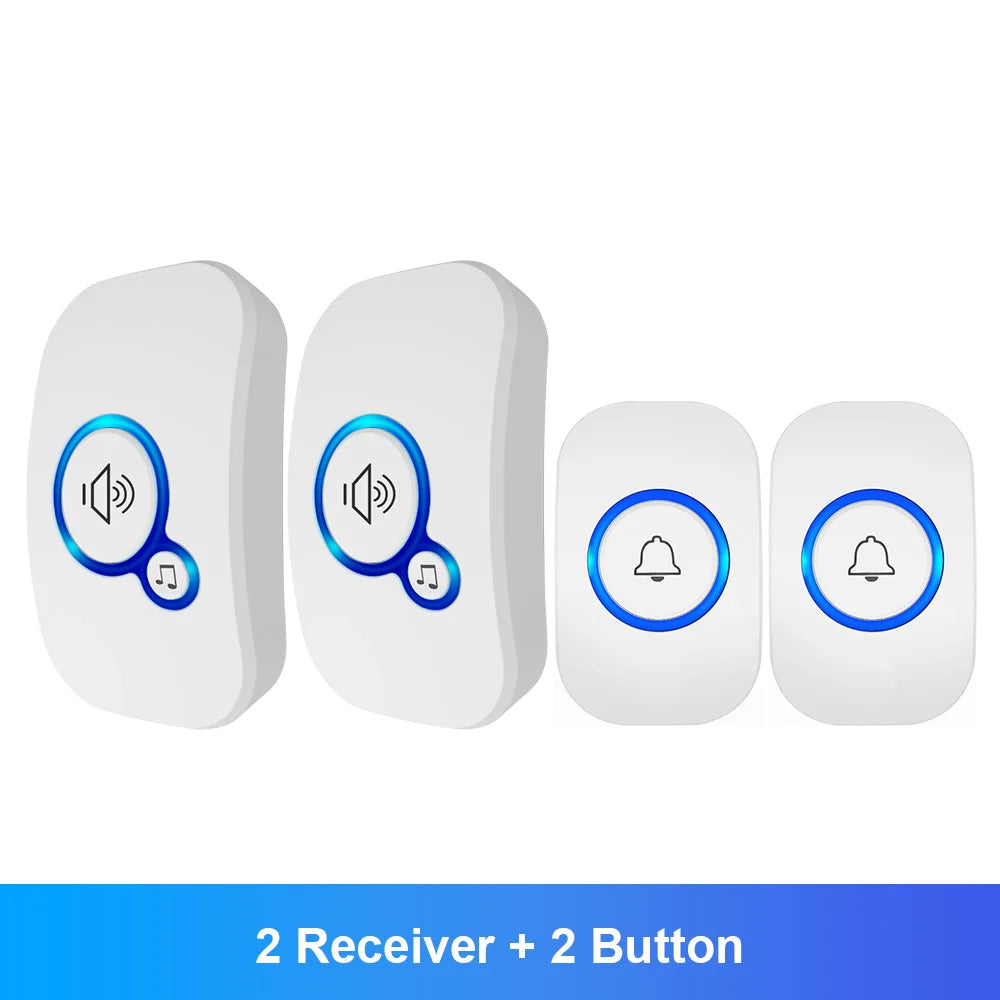 Fuers Wireless Smart Doorbell Home Security Alarm Welcome Doorbell LED Light 32 Songs with Waterproof Button easy Installation