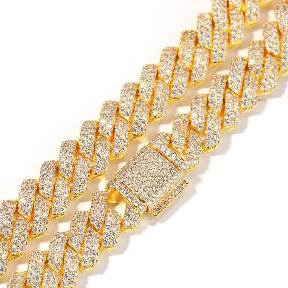 Hip Hop 14mm CZ Cuban Link Chain Miami Choker Necklace with AAA Cubic Zirconia Iced Out Jewelry-Fashionable Chains