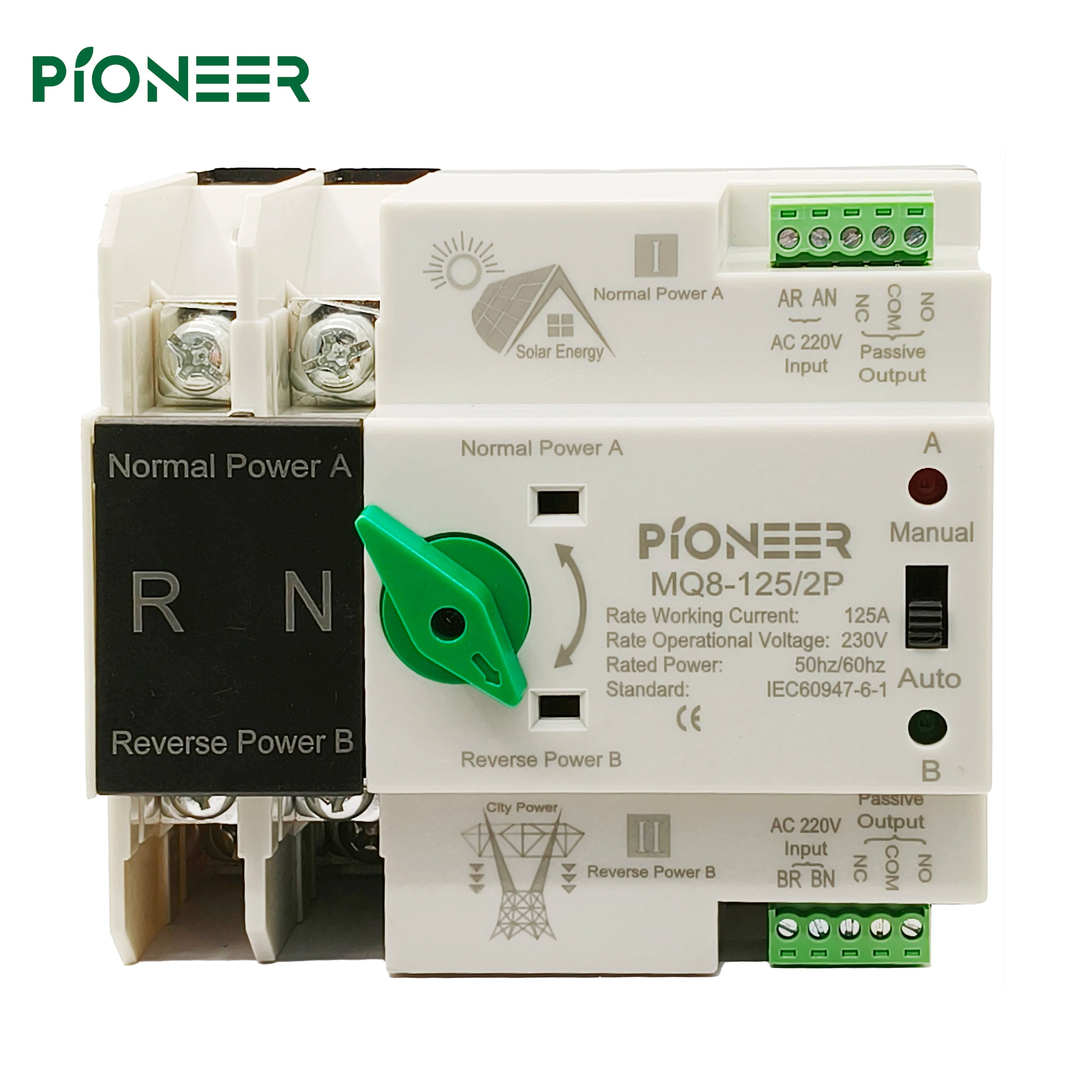 Direct Factory AC ATS Dual Power 2P AC 220V 63A 100A 125A Inverter Dual Power Automatic ATS Changeover Switch