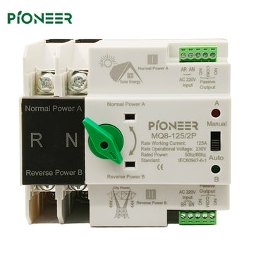 Direct Factory AC ATS Dual Power 2P AC 220V 63A 100A 125A Inverter Dual Power Automatic ATS Changeover Switch