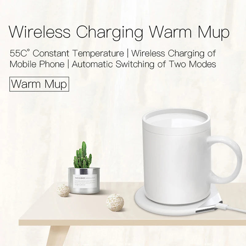 Holiday Smart Ceramic Warmer Mug Gift Set logo Custom 55degree Thermostatic Mug with Wireless Charger