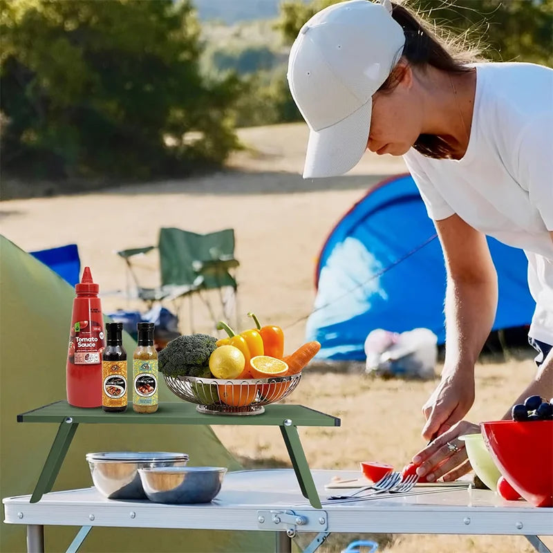 Ultralight Roll up Mini Aluminum Camp Picnic Table Foldable for Outdoor Hiking Camping Metal Table