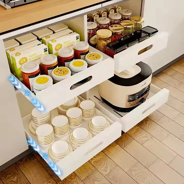 Under Sink Pull-Out Home Organizers with Adhesive Nano Film Fixed Slide Out Drawers Pull Out Cabinet Organizer Storage Cages