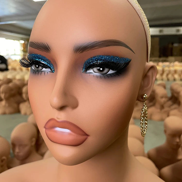 Mode Makeup Female Mannequin Head Display Black Tete De Stand with Realistic Shoulders Wig Displays