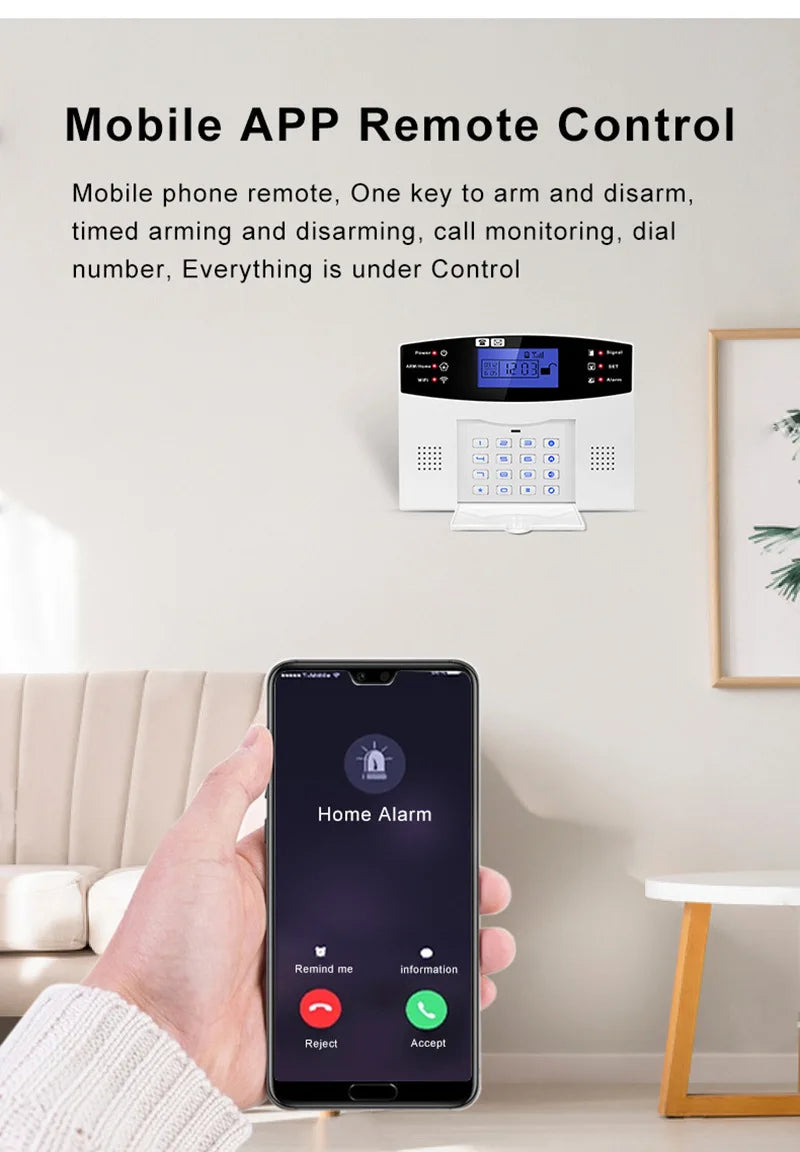 WIFI+4G Tuya Smart Home Alarms IOS Android APP Control Wireless 99 Zone 7 Wired Zone Home Security Alarm System