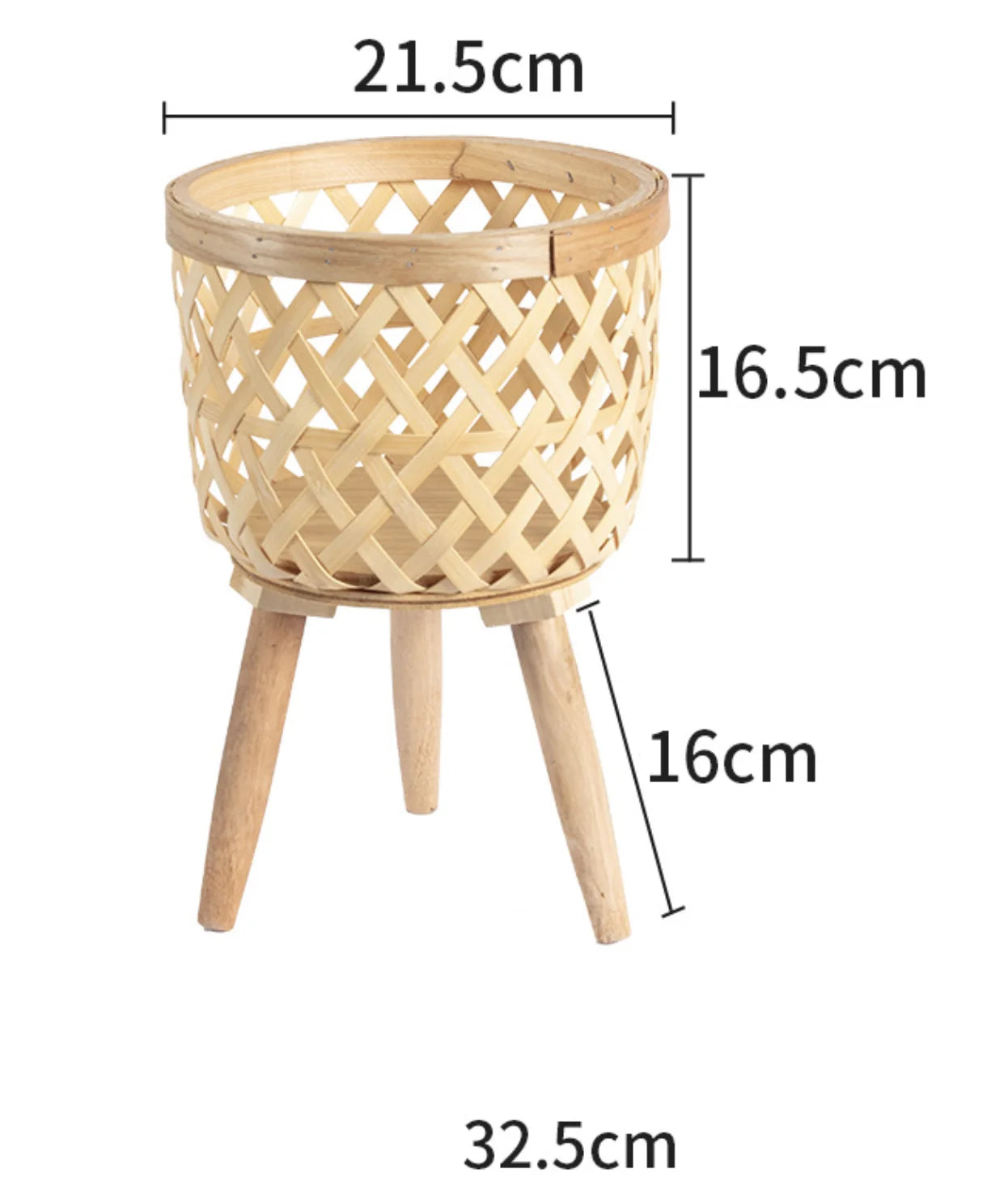 RTS Bamboo Woven Flower Pot Wood Plant Stand Wicker Rattan Plant Basket for Home Decor Balcony Living Room Functional Floor Vase